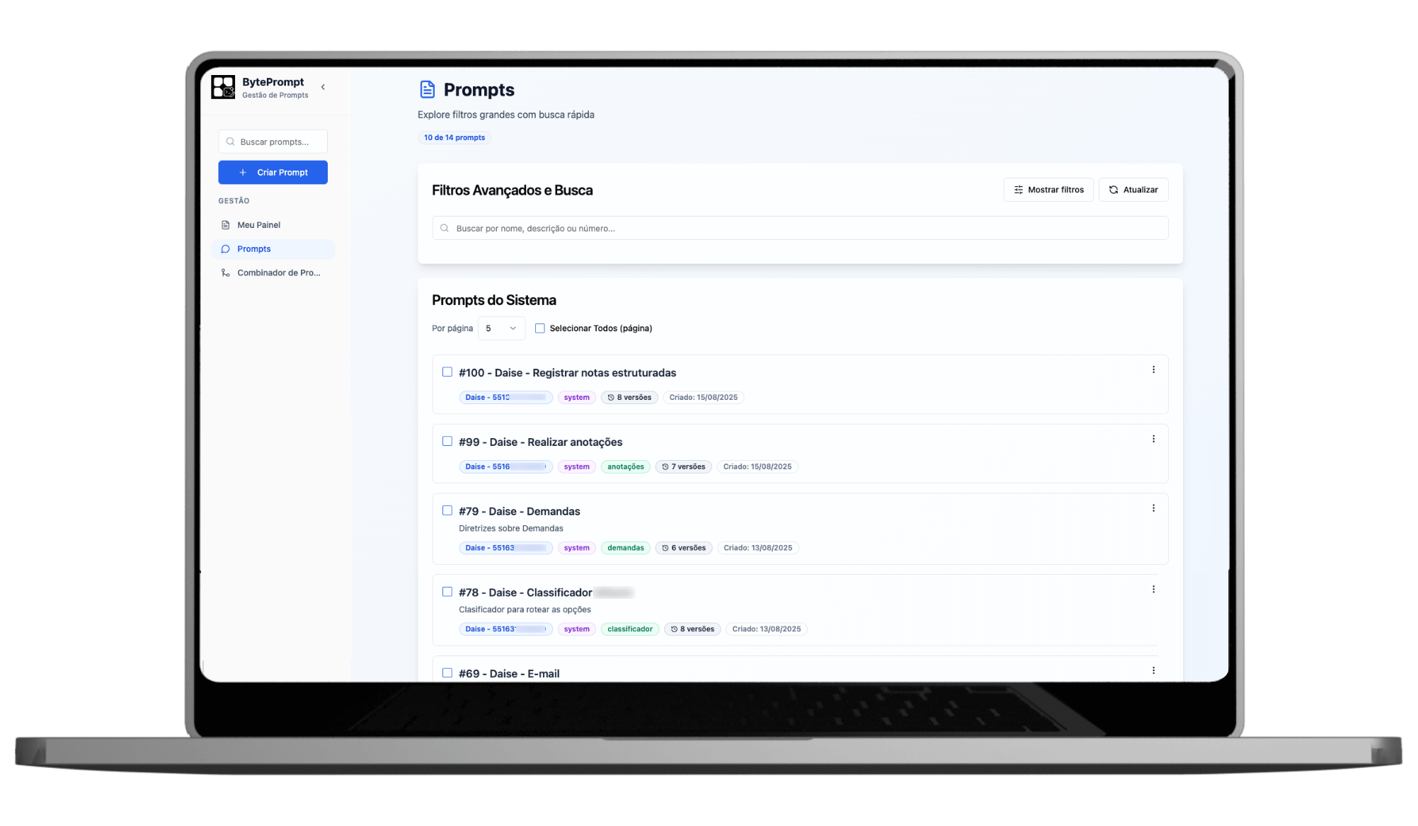 Dashboard BytePrompt